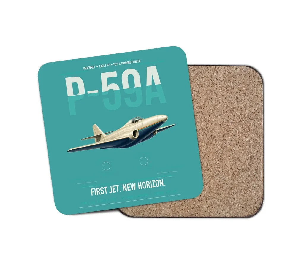 P-59A Airacomet design on turquoise 1 piece coaster