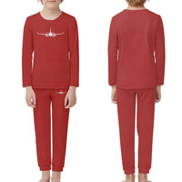 Thumbnail for Embraer E-190 Silhouette Plane children pajamas - Red