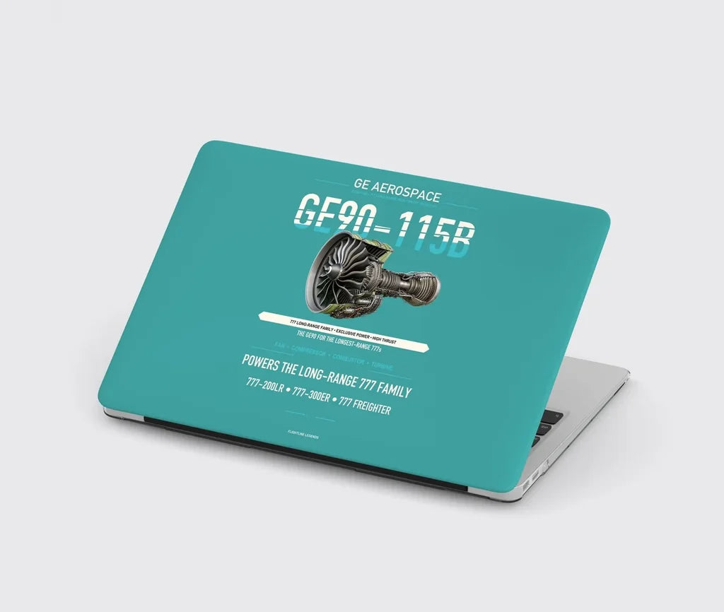 GE90-115B design on turquoise MacBook case