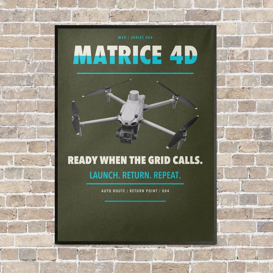 DJI Matrice 4D vertical canvas print - framed - green army background