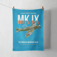 Thumbnail for Supermarine Spitfire Mk IX design on turquoise towel