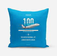 Thumbnail for Fokker 100 design on turquoise pillow