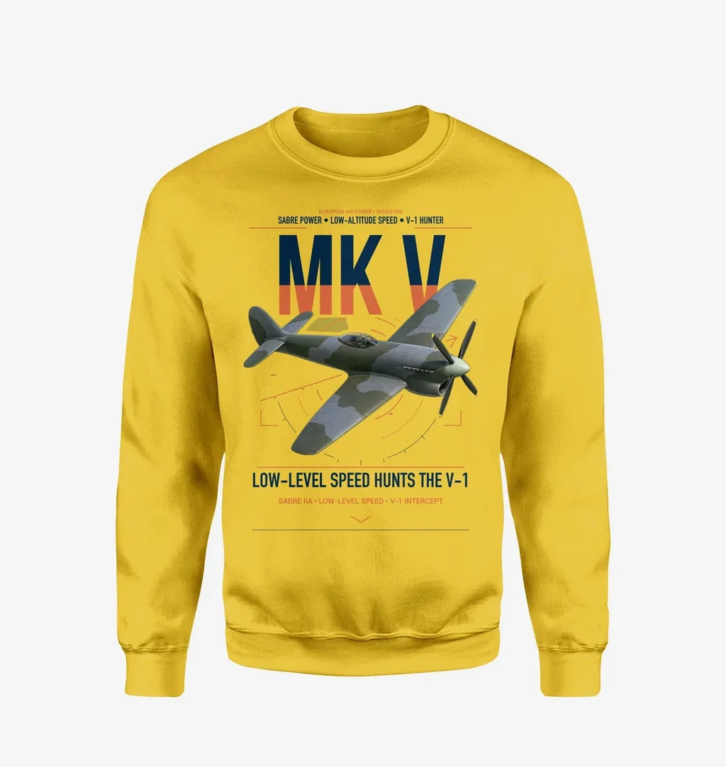 Hawker Tempest Mk V design on yellow sweatshirt