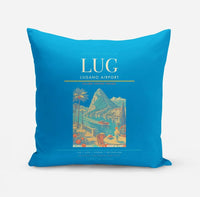 Thumbnail for Lugano Airport (LUG) design on turquoise pillow