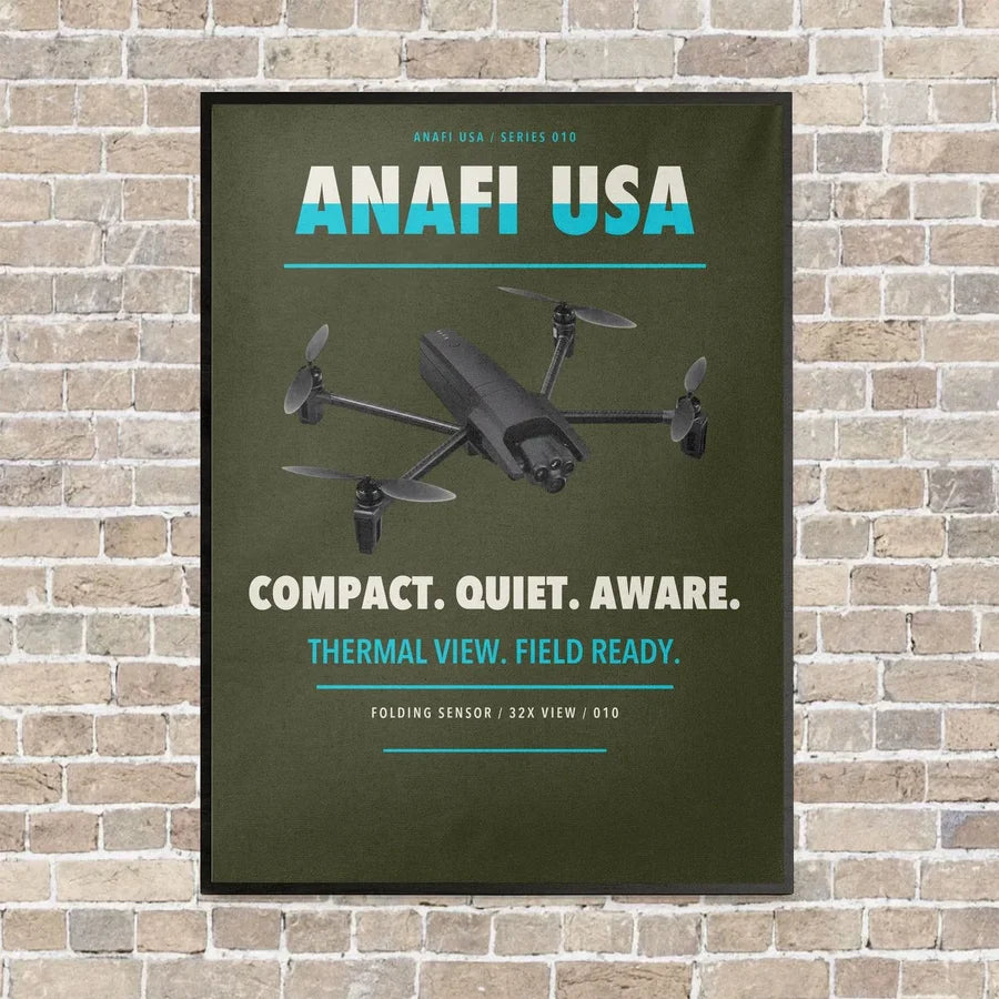 Parrot ANAFI USA vertical canvas print - framed - green army background