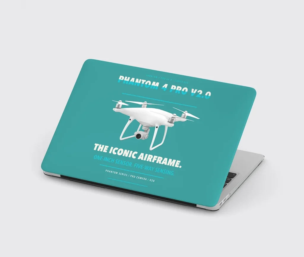 DJI Phantom 4 Pro V2.0 design on turquoise MacBook case