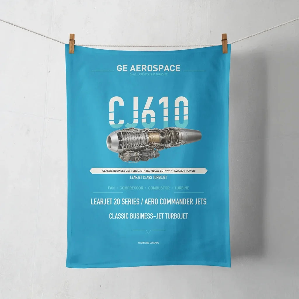 CJ610 design on turquoise towel