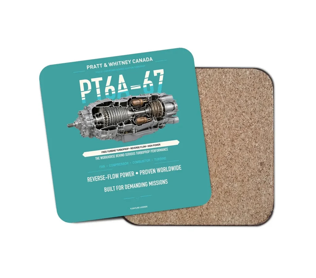 PT6A-67 design on turquoise 1 piece coaster