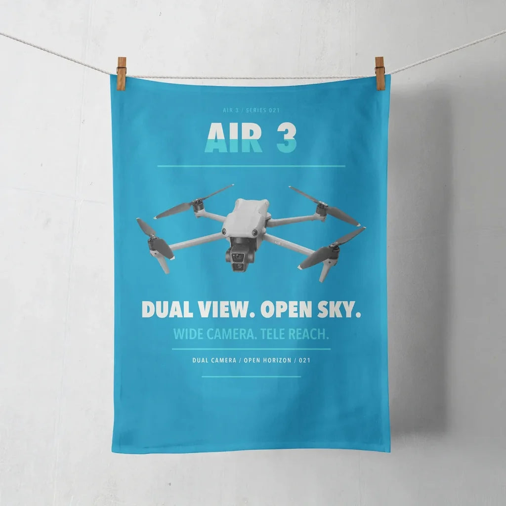 DJI Air 3 design on turquoise towel