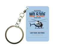 Thumbnail for MD Helicopters MD 530F design on light blue designed key chain, double-side print