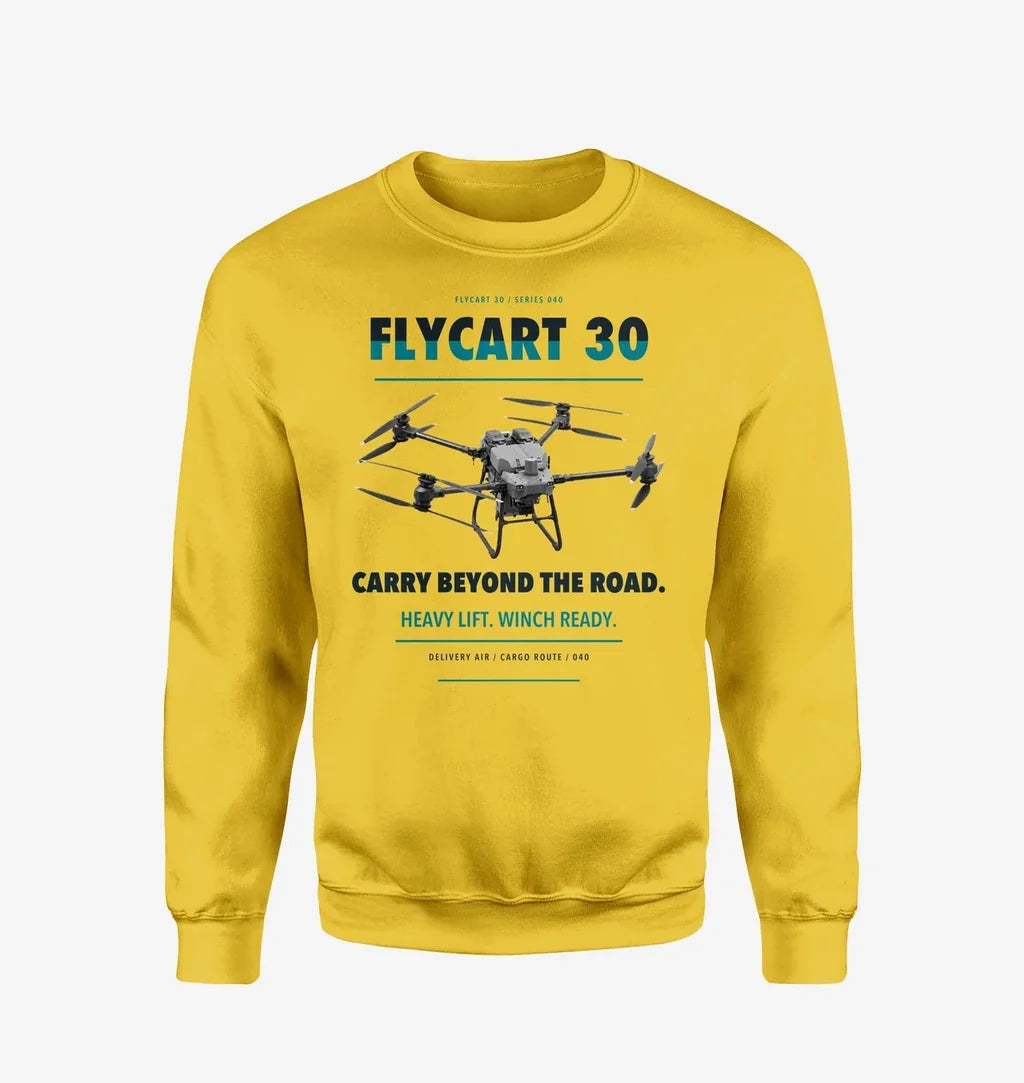 DJI FlyCart 30 design on yellow sweatshirt