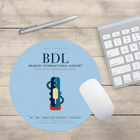 Thumbnail for Bradley International Airport (BDL) design on light blue round mouse pad