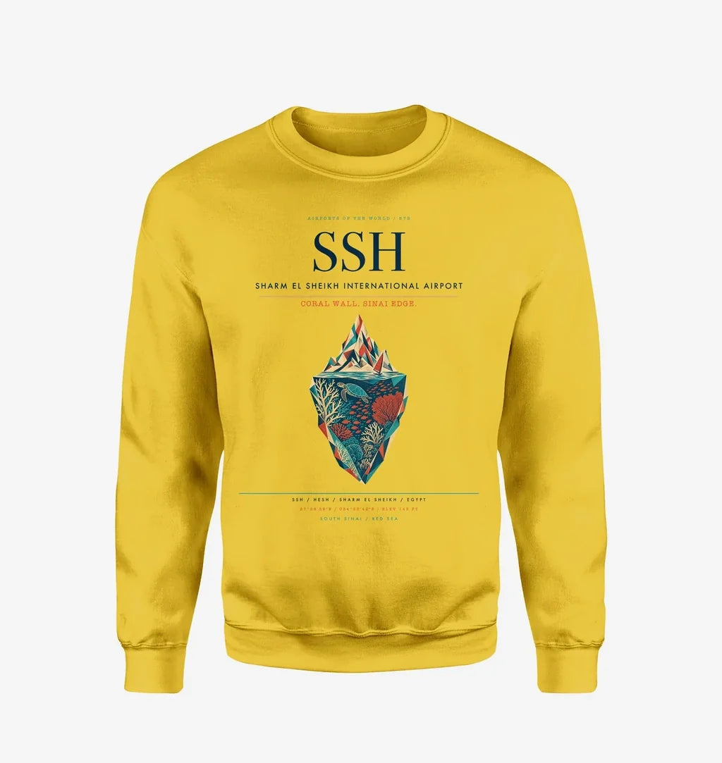 Sharm El Sheikh International Airport (SSH) design on yellow sweatshirt