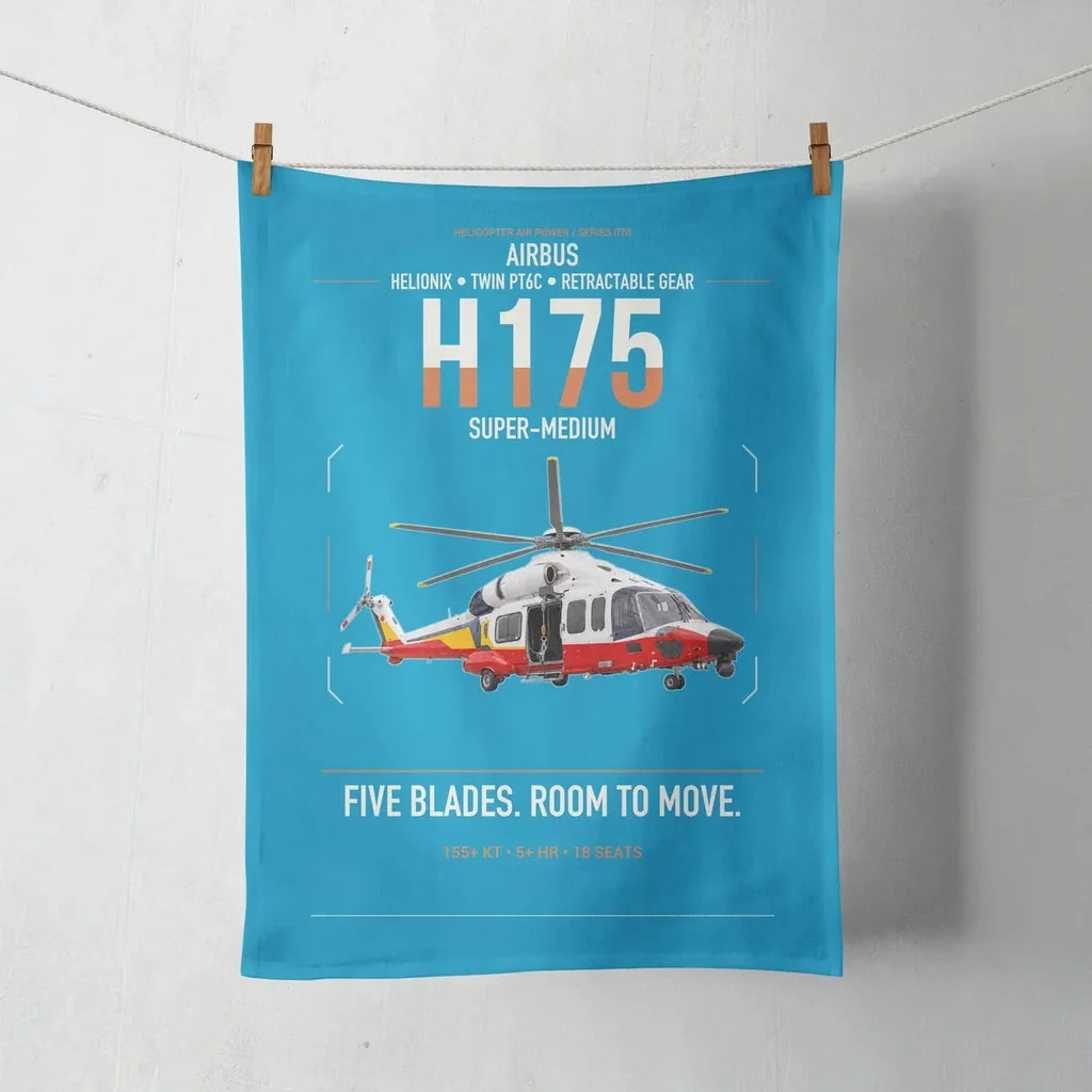 Airbus H175 design on turquoise towel