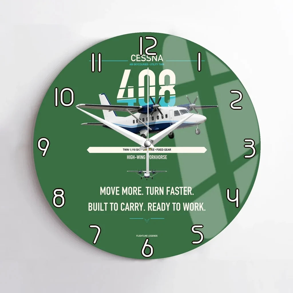 Cessna 408 SkyCourier design on green no frame wall clock