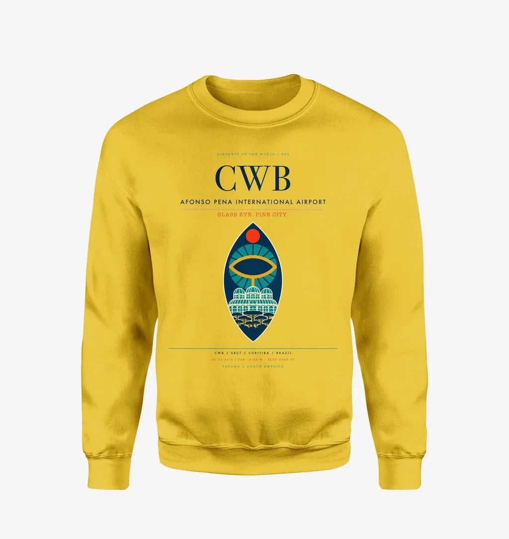 Afonso Pena International Airport (CWB) design on yellow sweatshirt