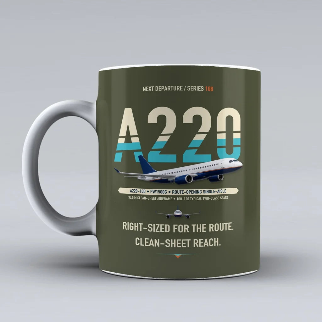 A220-100 Mug design on green army airbus