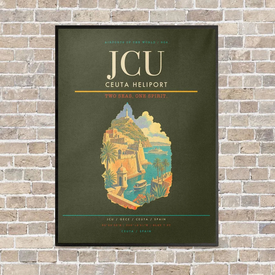 Ceuta Heliport JCU vertical canvas print - framed - green army background