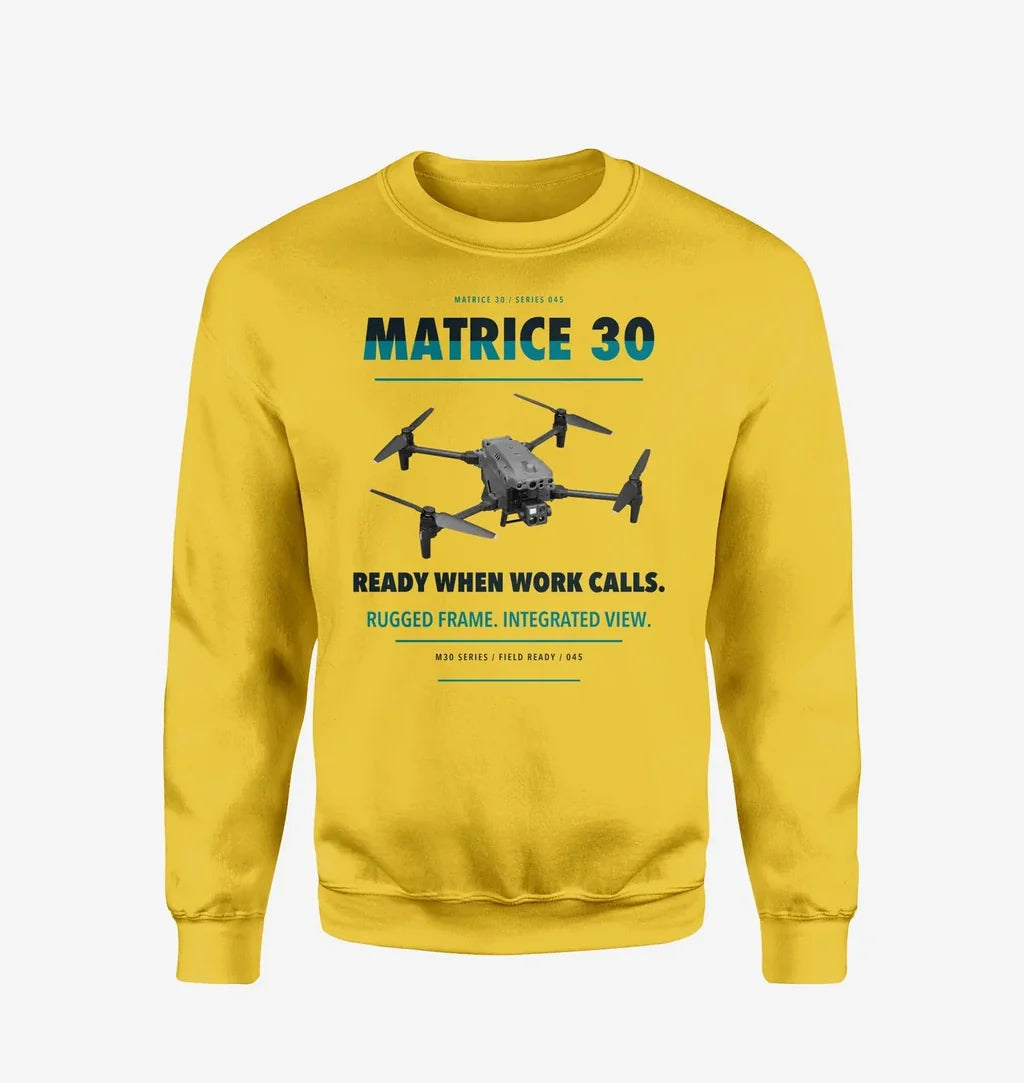 DJI Matrice 30 design on yellow sweatshirt
