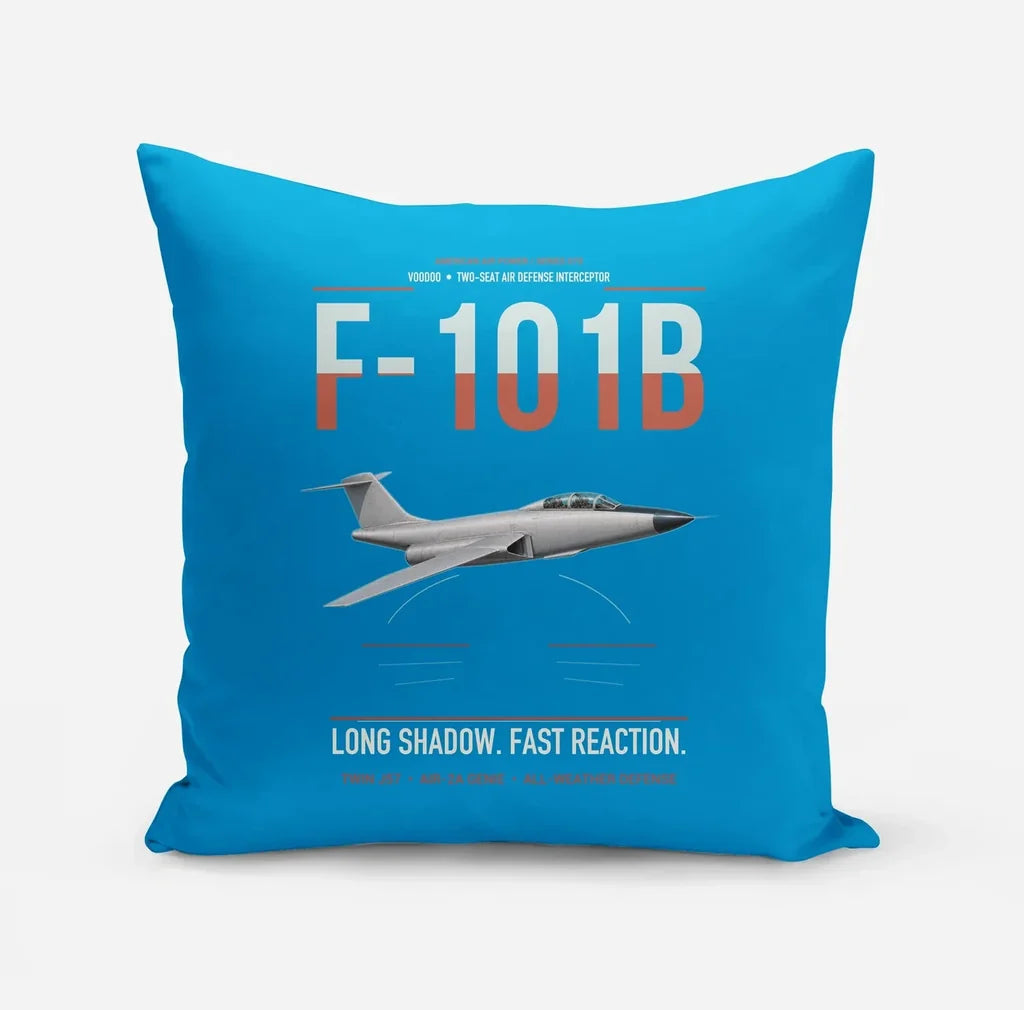 F-101B Voodoo design on turquoise pillow