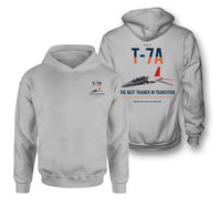 Thumbnail for T-7A Red Hawk design on light gray double-side hoodie, double-side print