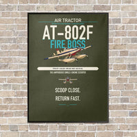 Thumbnail for Air Tractor AT-802F Fire Boss vertical canvas print - framed - green army background