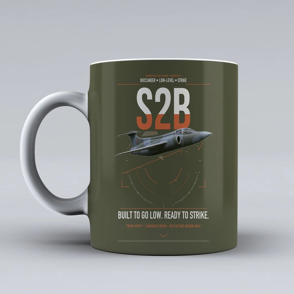 Blackburn Buccaneer S2B design on green army ceramic mug, double-side print