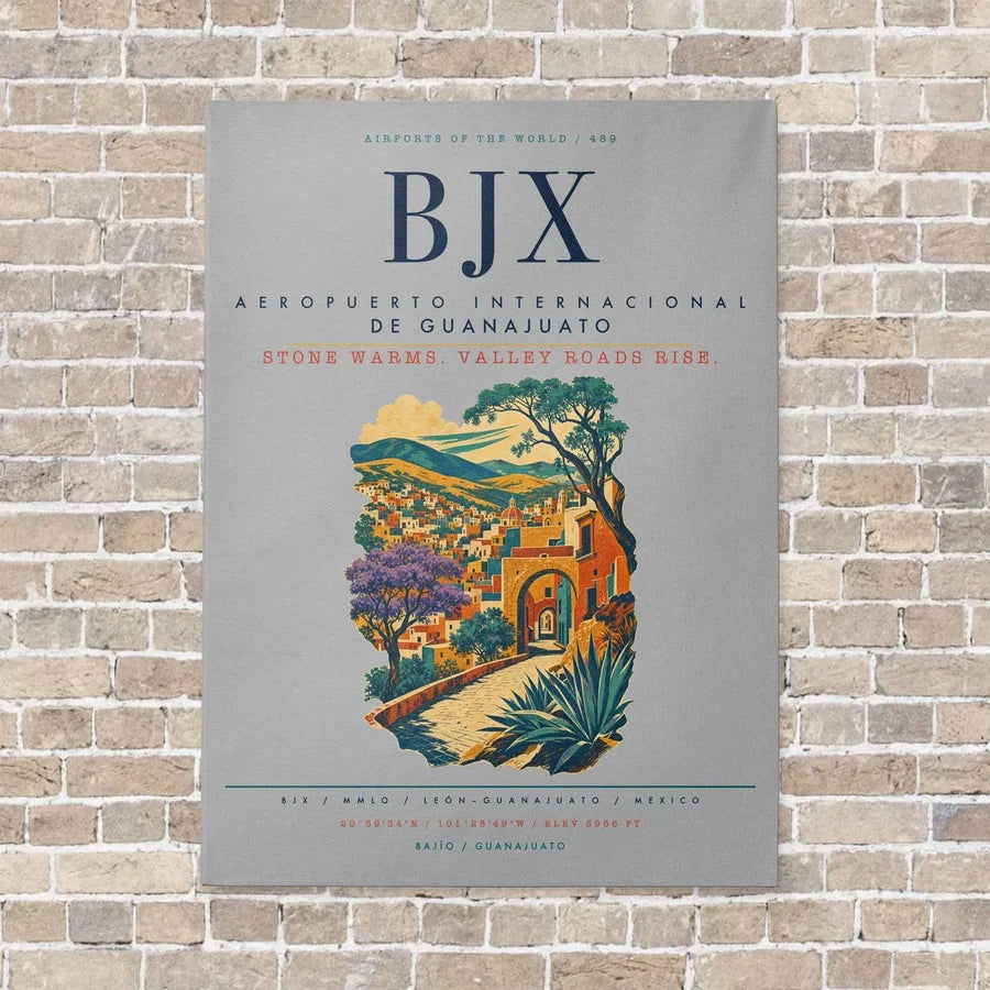 Aeropuerto Internacional de Guanajuato BJX vertical canvas print - no frame - light gray background