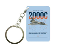 Thumbnail for Dassault Mirage 2000C RDI design on light blue designed key chain, double-side print
