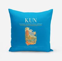 Thumbnail for Kaunas International Airport (KUN) design on turquoise pillow
