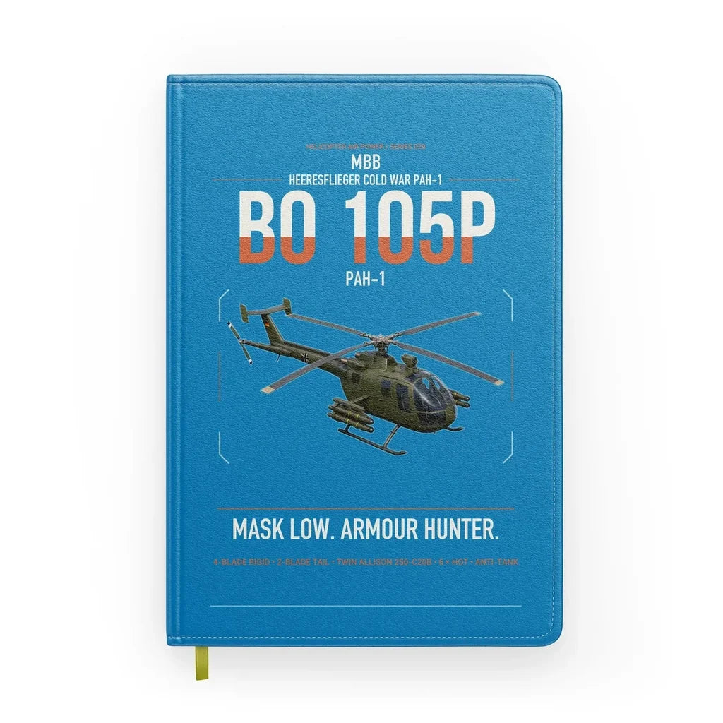 MBB BO 105P PAH-1 design on turquoise notebook