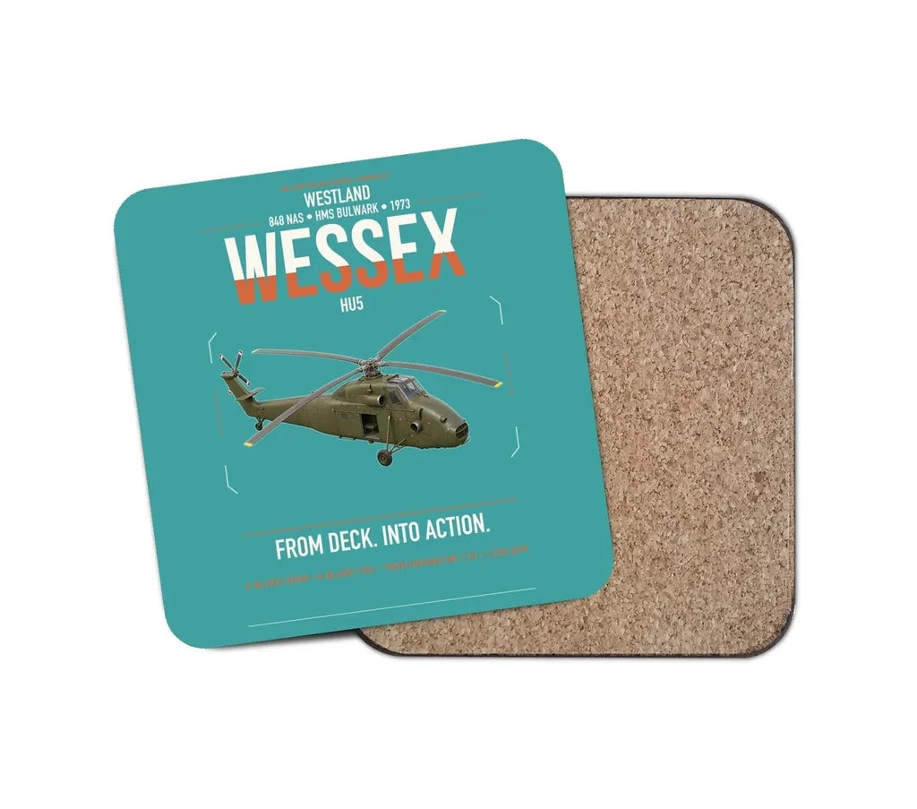 Westland Wessex HU5 design on turquoise 1 piece coaster