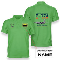Thumbnail for C-17A Globemaster III design on light green+name double-side polo t-shirt, double-side print