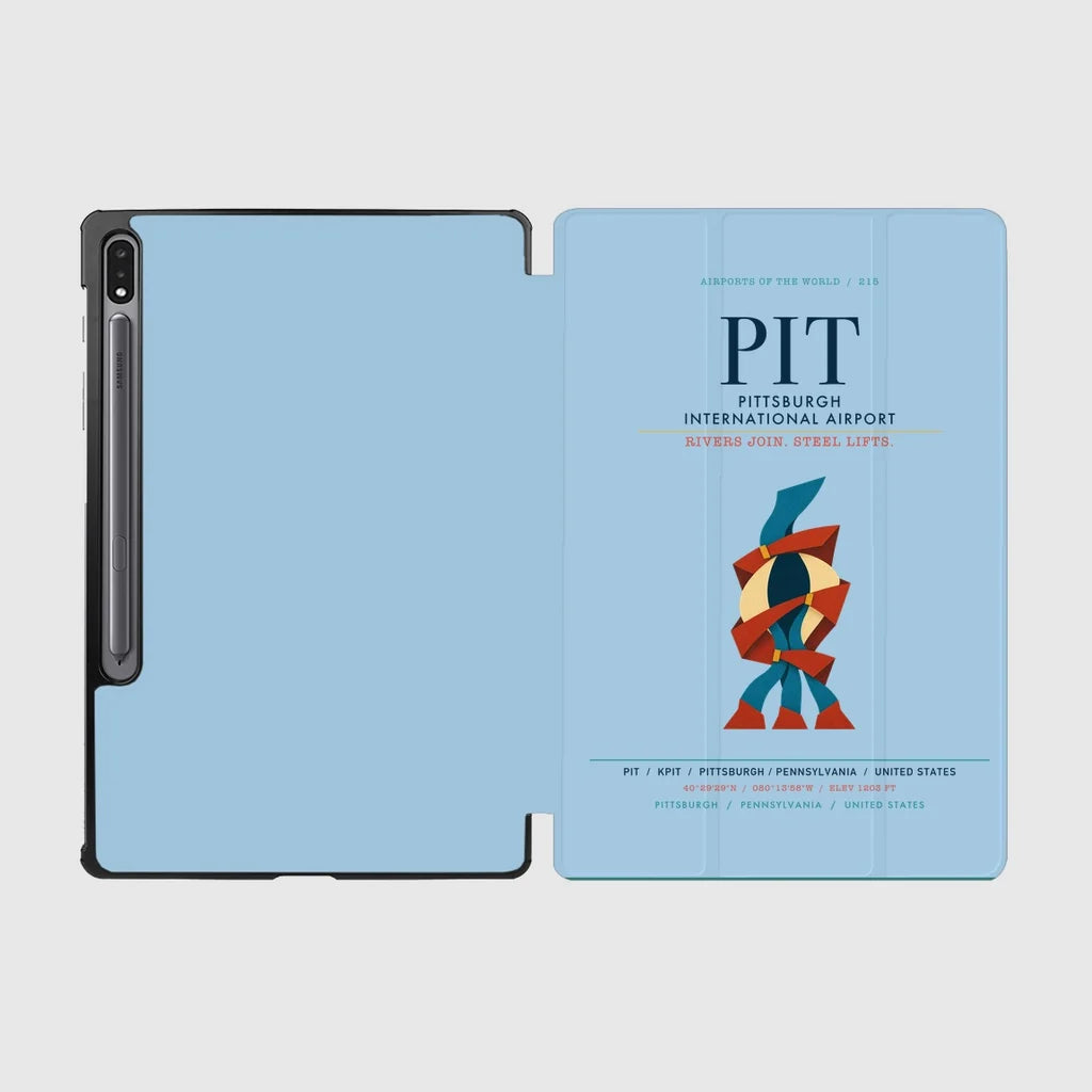 Pittsburgh International Airport (PIT) design on light blue samsung tablet tablet case