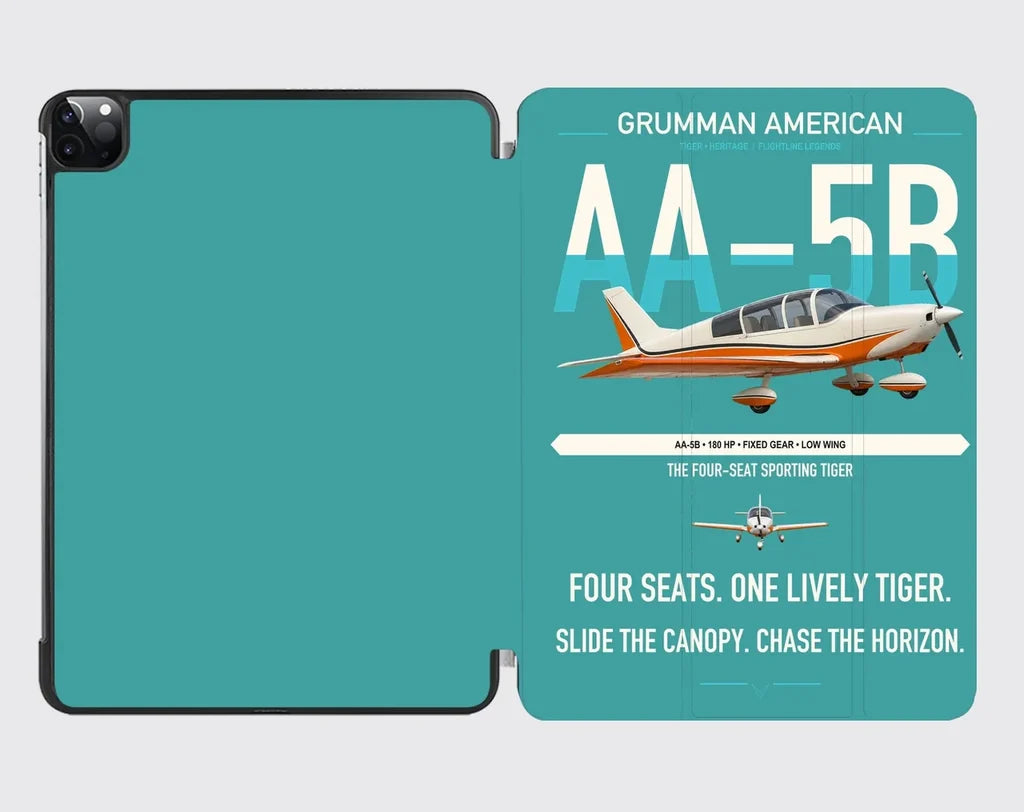 Grumman American AA-5B Tiger design on turquoise ipad tablet case
