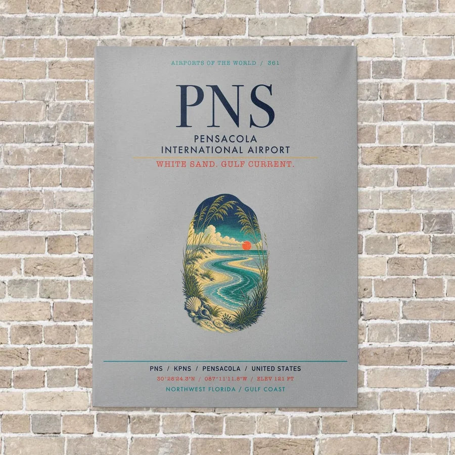 Pensacola International Airport PNS vertical canvas print - no frame - light gray background