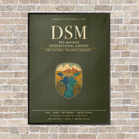 Thumbnail for Des Moines International Airport DSM vertical canvas print - framed - green army background