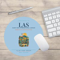 Thumbnail for Las Vegas Harry Reid International Airport (LAS) design on light blue round mouse pad