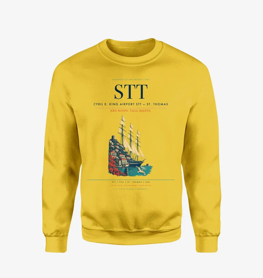 Cyril E. King Airport (STT) design on yellow sweatshirt