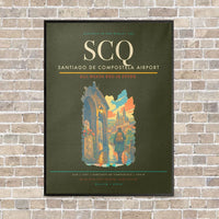 Thumbnail for Santiago de Compostela Airport SCQ vertical canvas print - framed - green army background