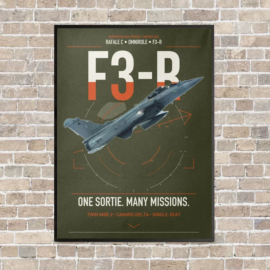 Dassault Rafale C — F3-R standard vertical canvas print - framed - green army background