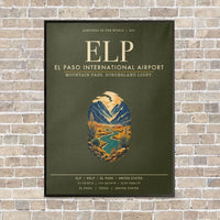Thumbnail for El Paso International Airport ELP vertical canvas print - framed - green army background