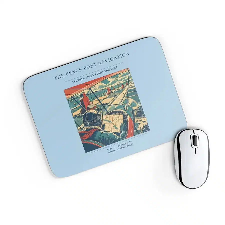 VINTAGE G4390 - The Fence Post Navigation - Designed Mouse Pads design on lightblue rectangle