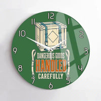 Thumbnail for Dangerous Goods Handled Carefully design on green no frame wall clock