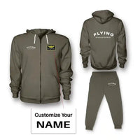 Thumbnail for Flying All Around The World Zipped Hoodie - Dark Green + Name (Customizable)