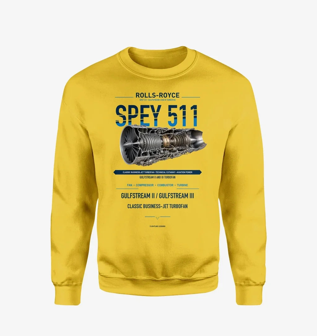 SPEY 511 design on yellow sweatshirt