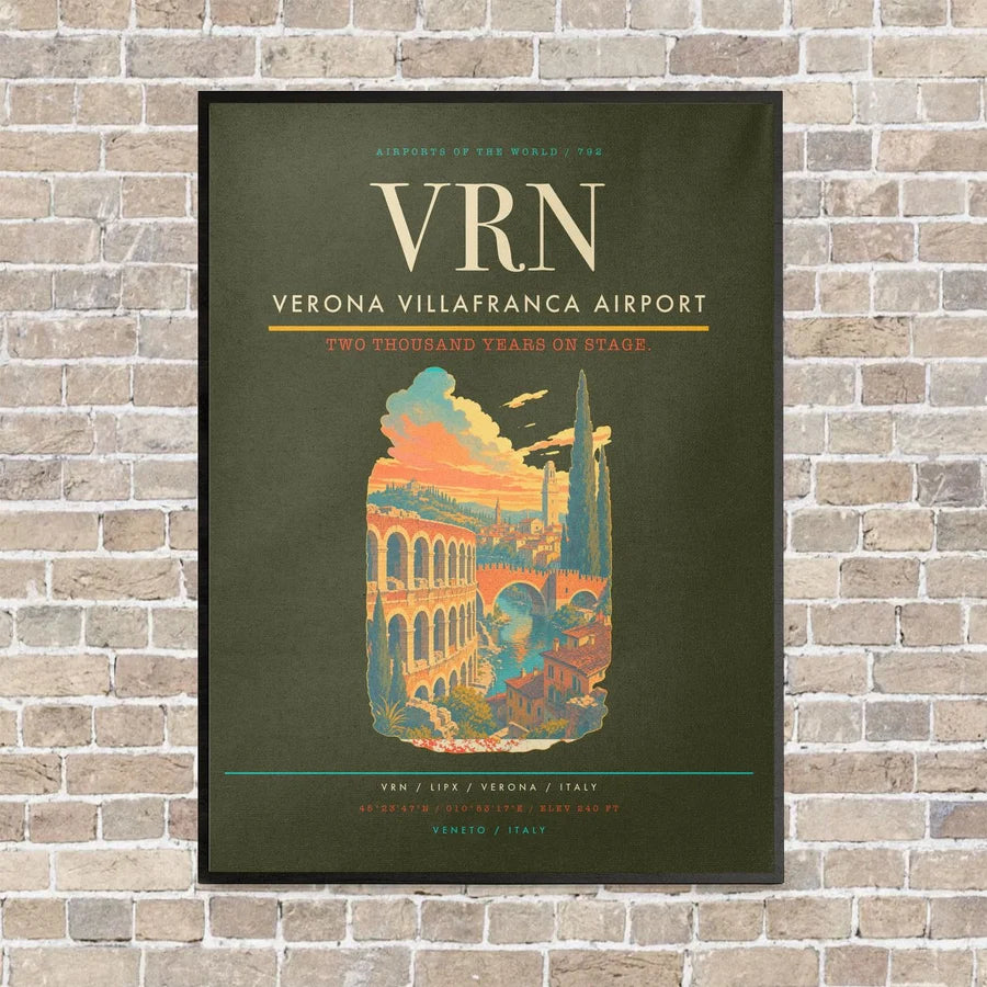 Verona Villafranca Airport VRN vertical canvas print - framed - green army background