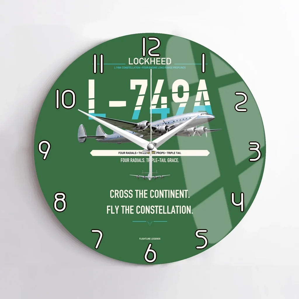 Lockheed L-749A Constellation design on green no frame wall clock