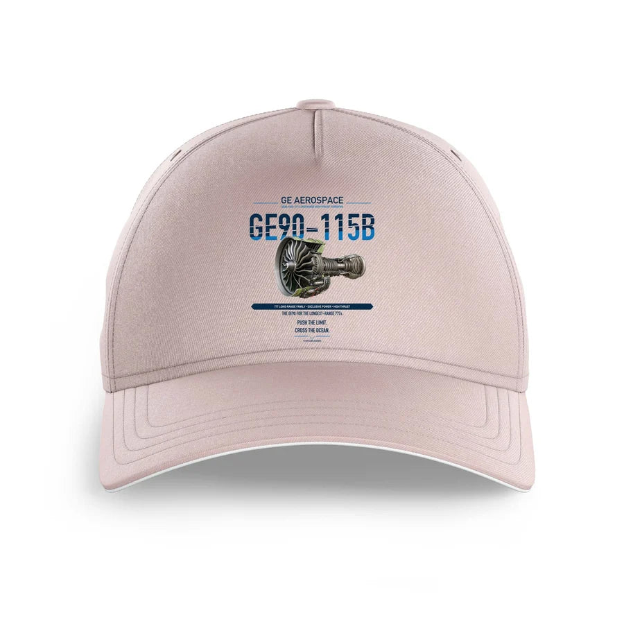 GE90-115B design on pink printed hat
