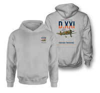 Thumbnail for Fokker D.XXI — Dutch LVA aircraft 221 design on light gray double-side hoodie, double-side print